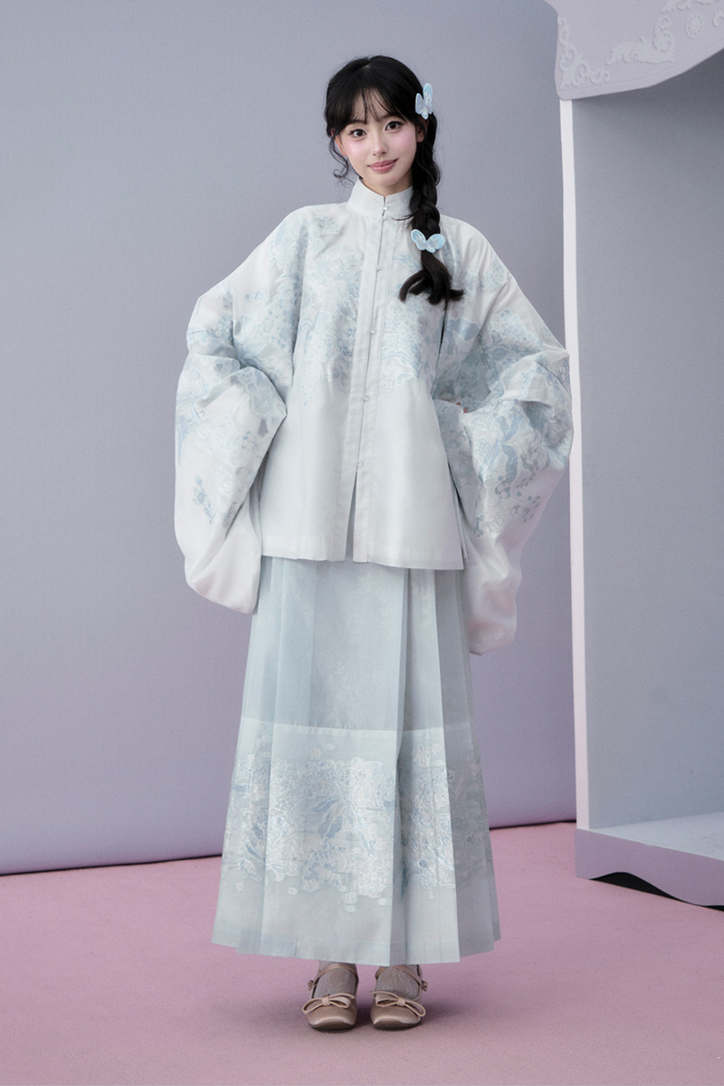 Water Mist Pure Chinese-style Jacket + Skirt + Overskirt