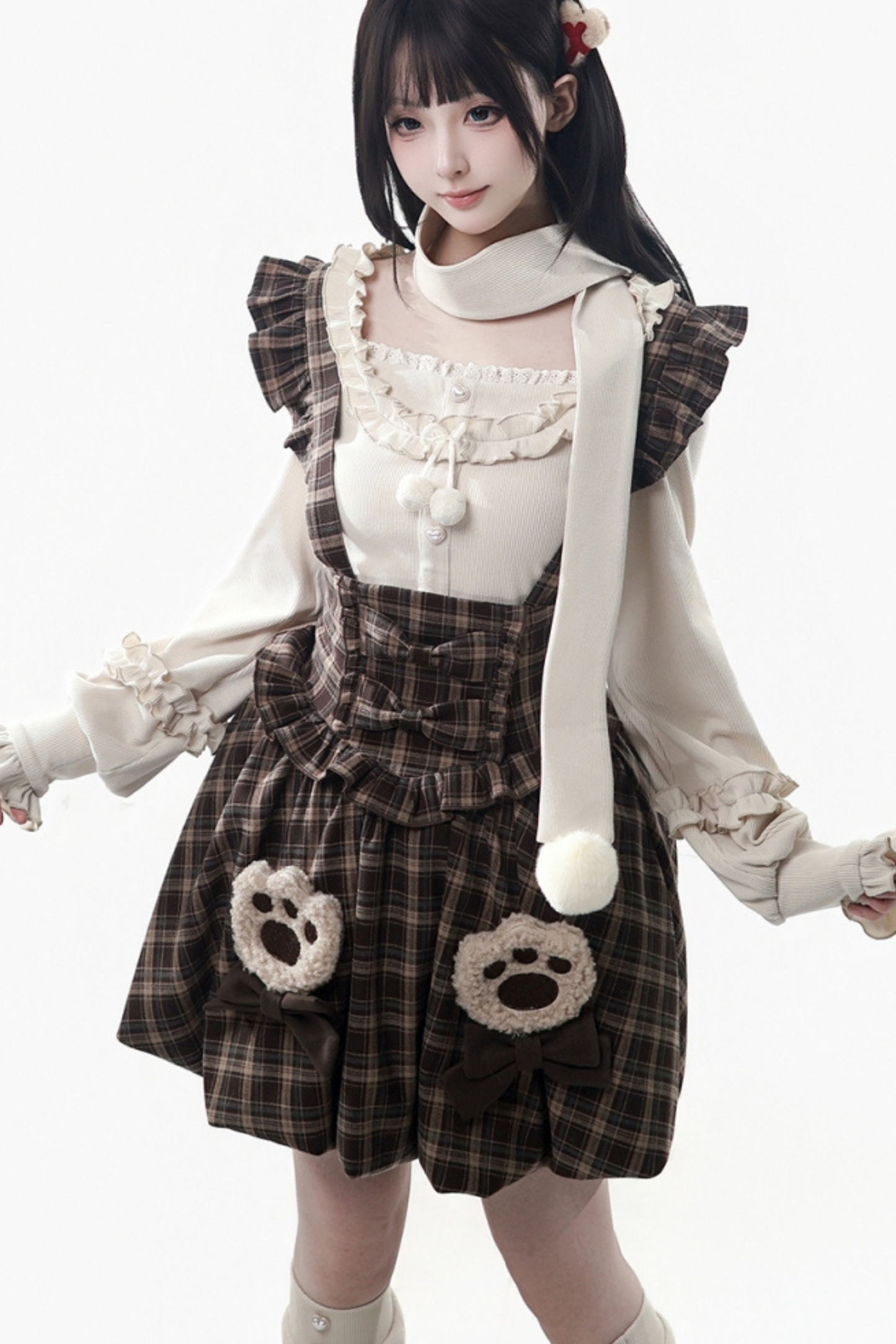Velvet Bear Hooded Cape + Top + Suspender Skirt + Leg Covers