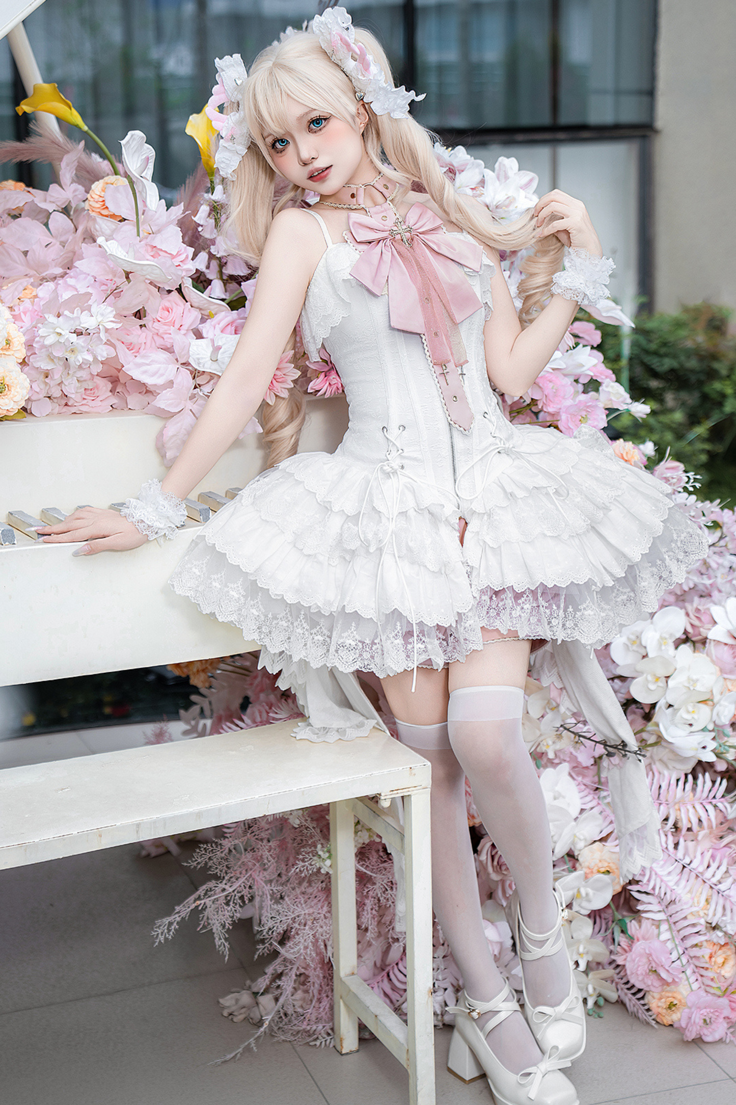 Ribbon Ballet Light Suspender Lolita Skirt Set