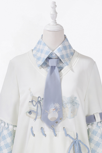 Digital Plaid Top + Wide Pants + Belt + Tie