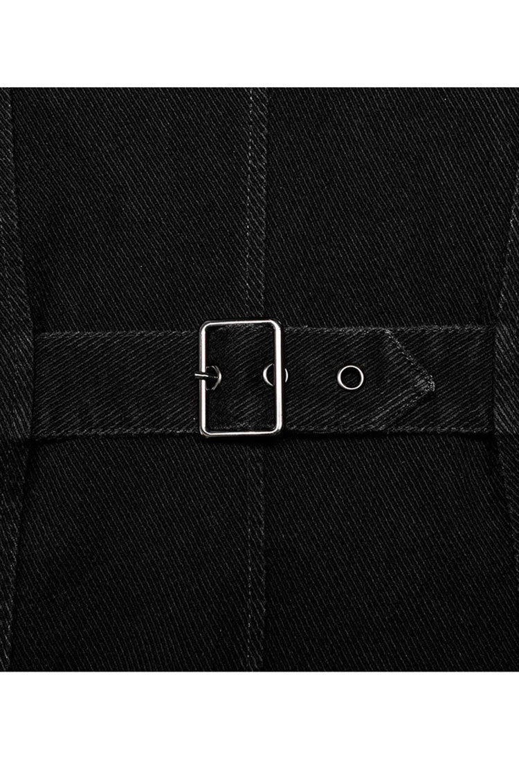 Black Punk Apocalyptic Stand Collar Twill Metal Skull Zip Vest