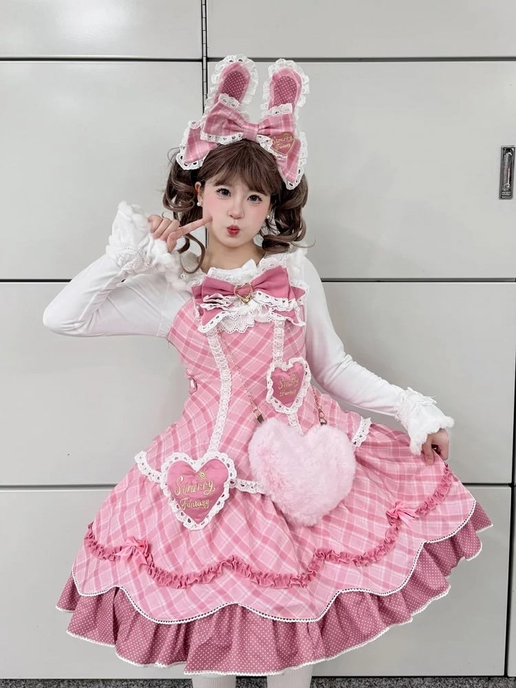 [pre-order Deadline: May 10] Blue/yellow/pink Sweetheart Lolita + Lace Ribbon Jks Dress + Bunny Ear Puff Sleeve Blouse + Bunny Ear Full Set + Cat Ear Full Set