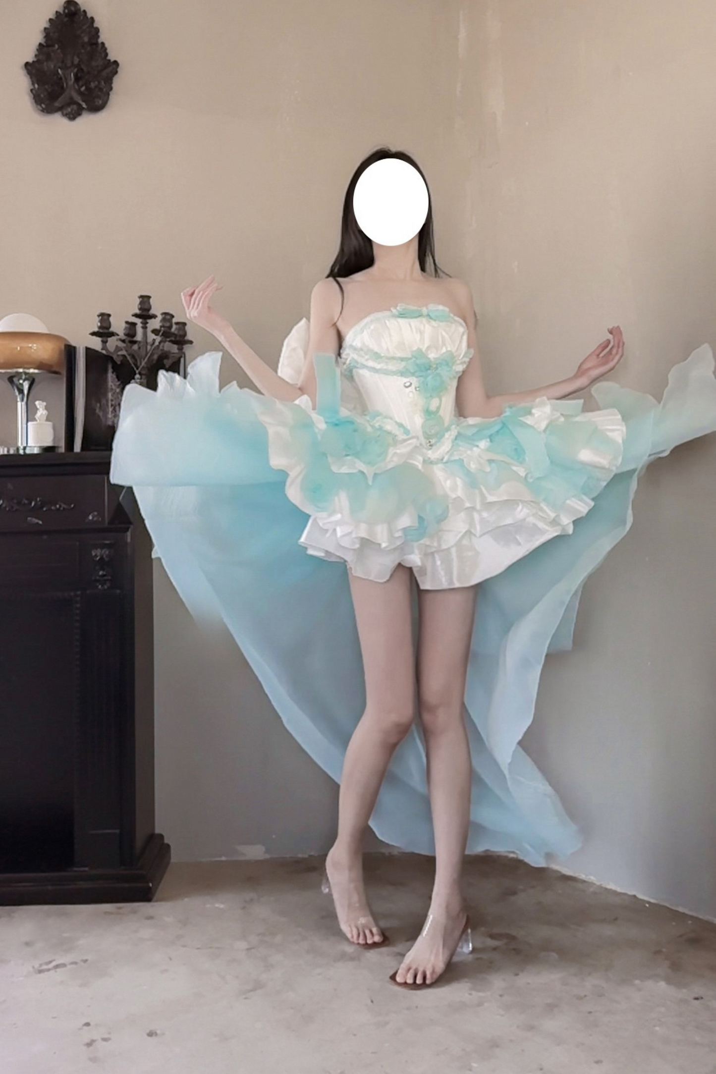 [pre-order] Paraiba Tourmaline Rose Long Tail Beauty Dress Set