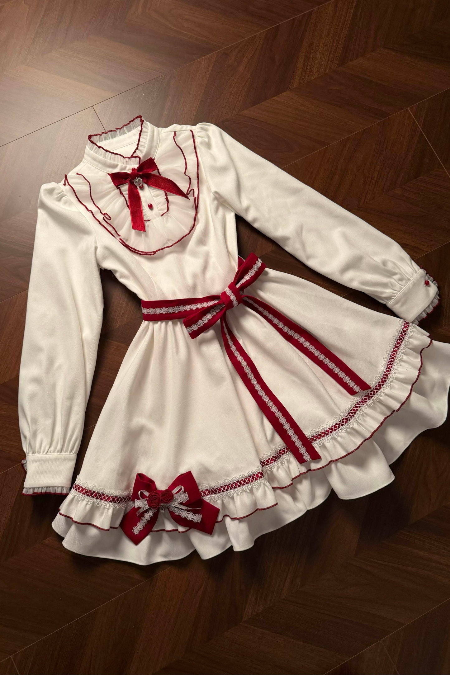 Red Wish Ribbon Dress + Cape