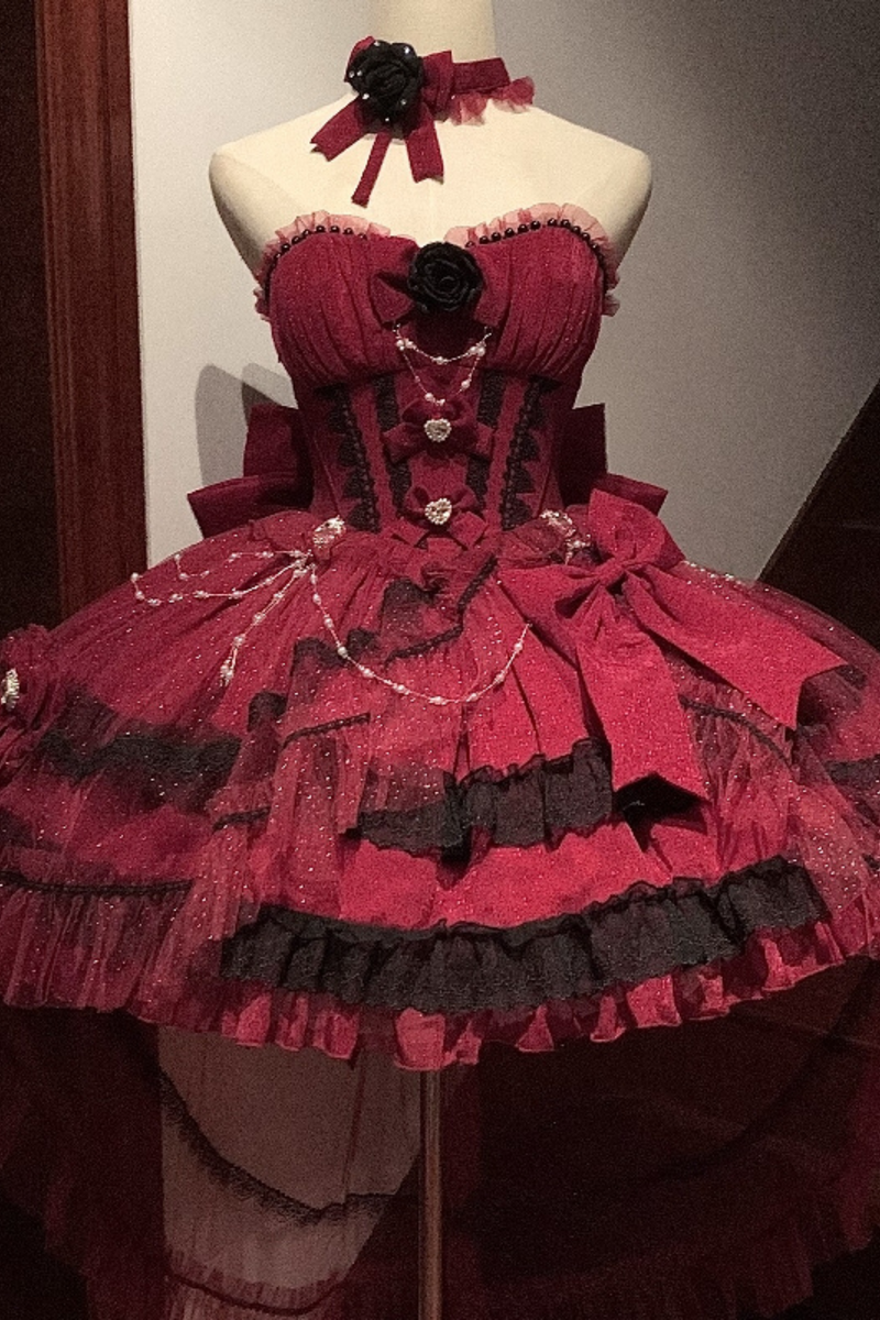 Tube Top Lolita Dress + Sleeves + Head Accessory