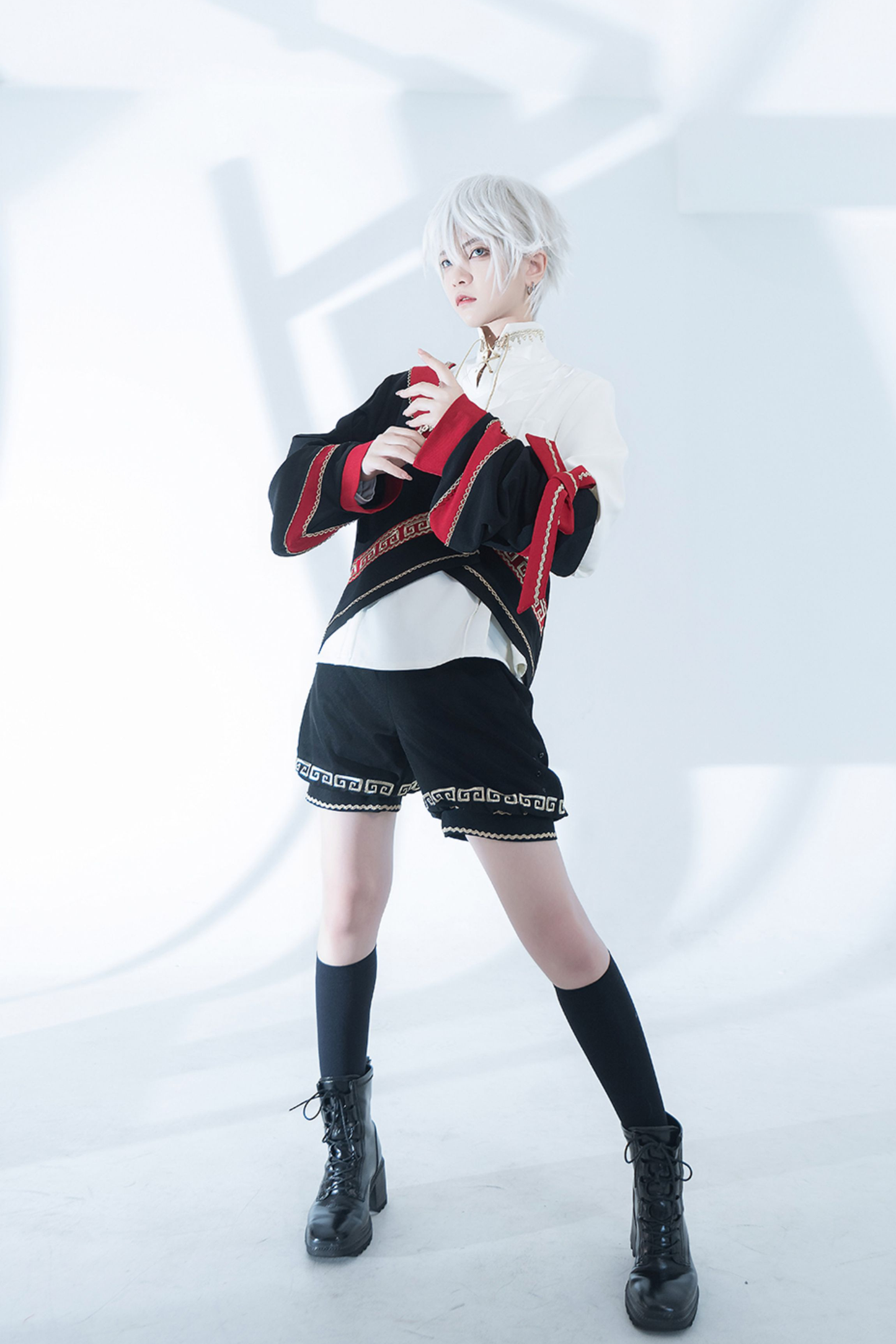 Retro Stand Collar Shirt + Shorts + Jacket