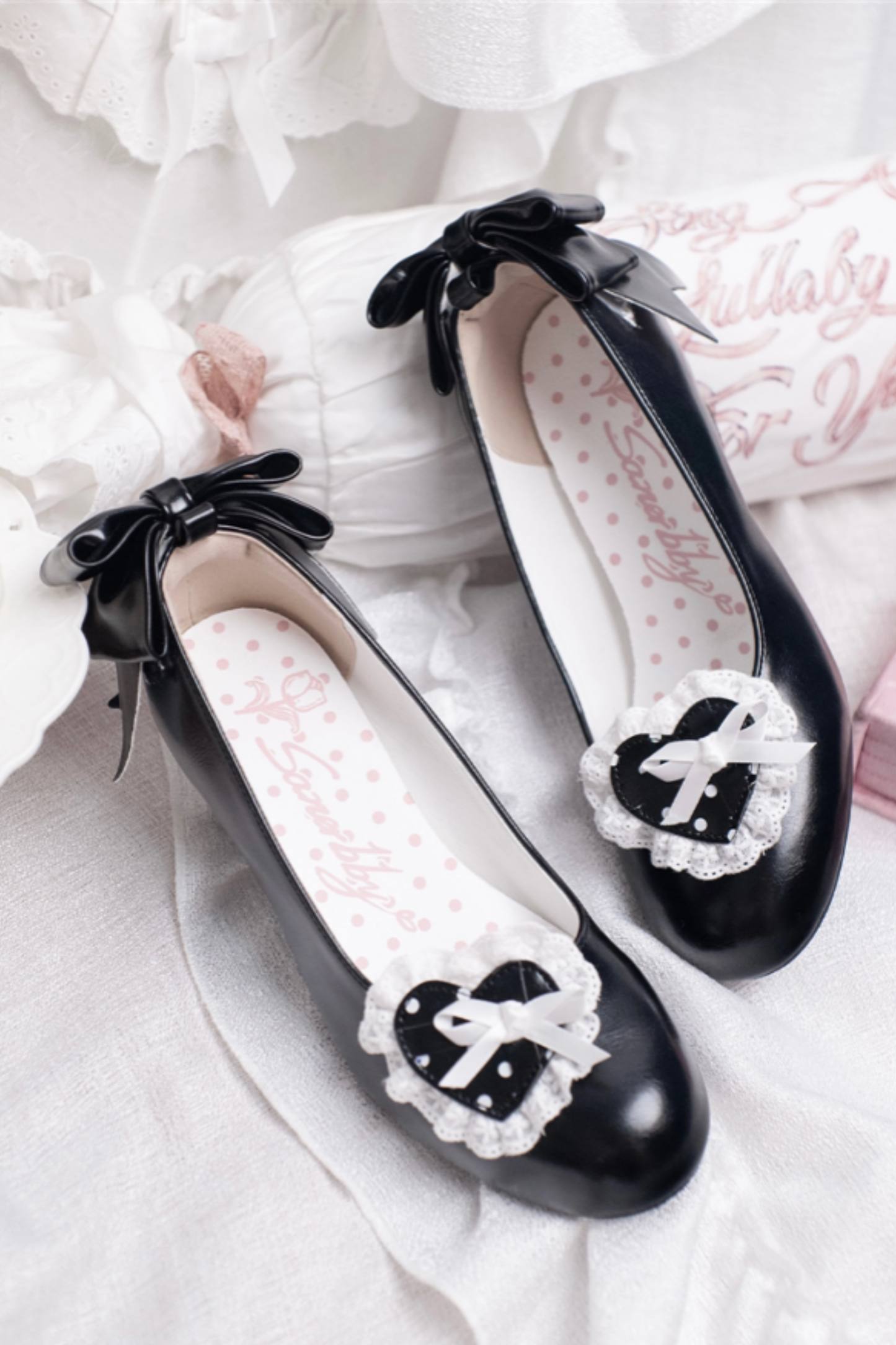Retro Polka Dot Heart Lolita Sweet Shoes