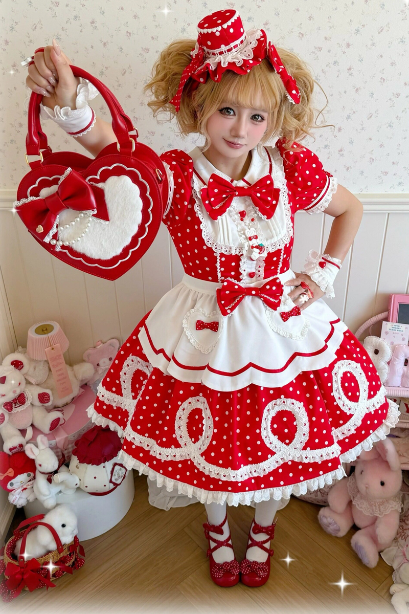 [pre-order] Retro Doll-like Lolita Dress + Hair Band + Clip + Bonnet + Hat