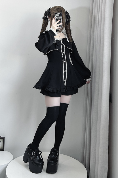 Jirai Flare Fake Two Piece Dress