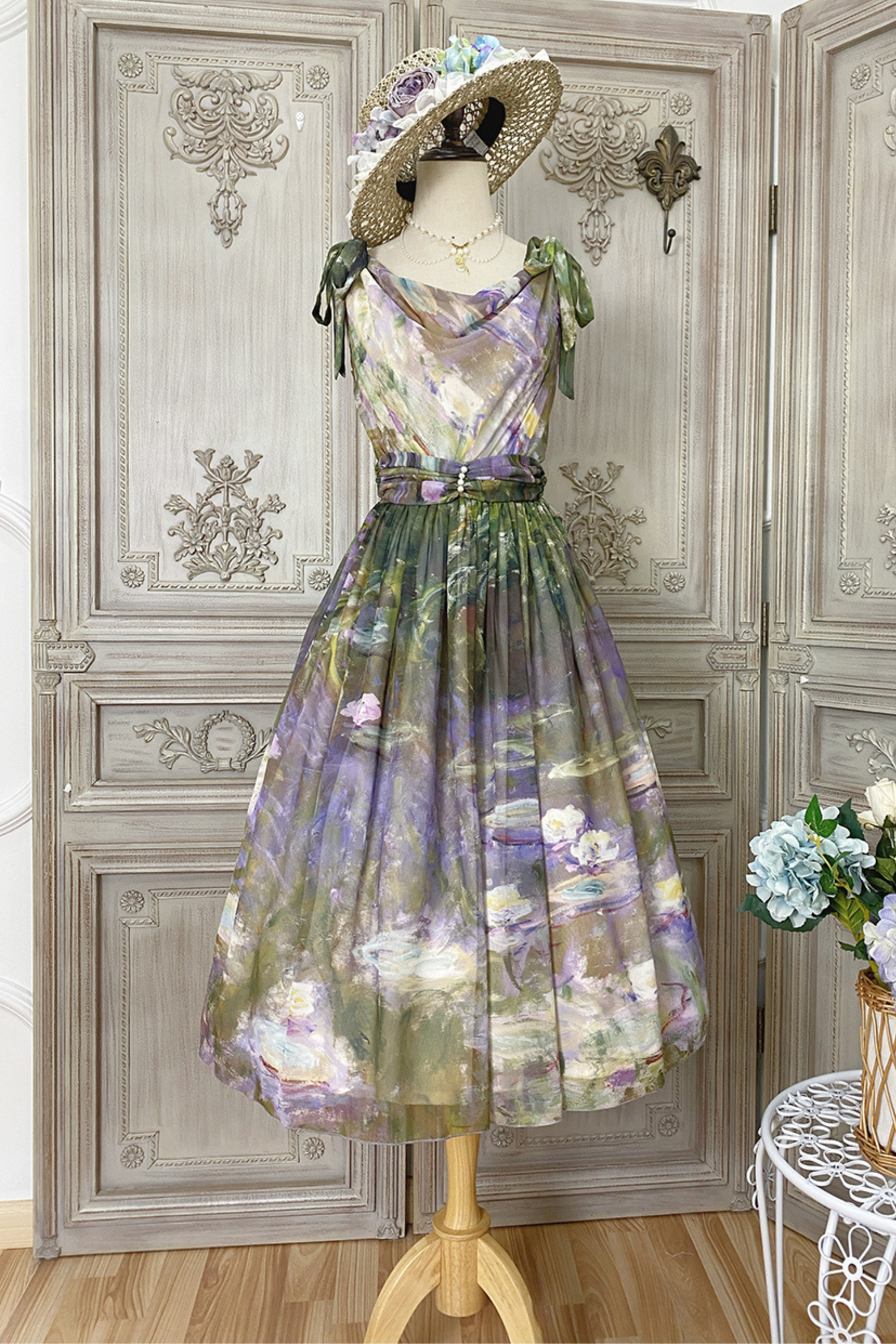 Marble Resort Chiffon Print Dress