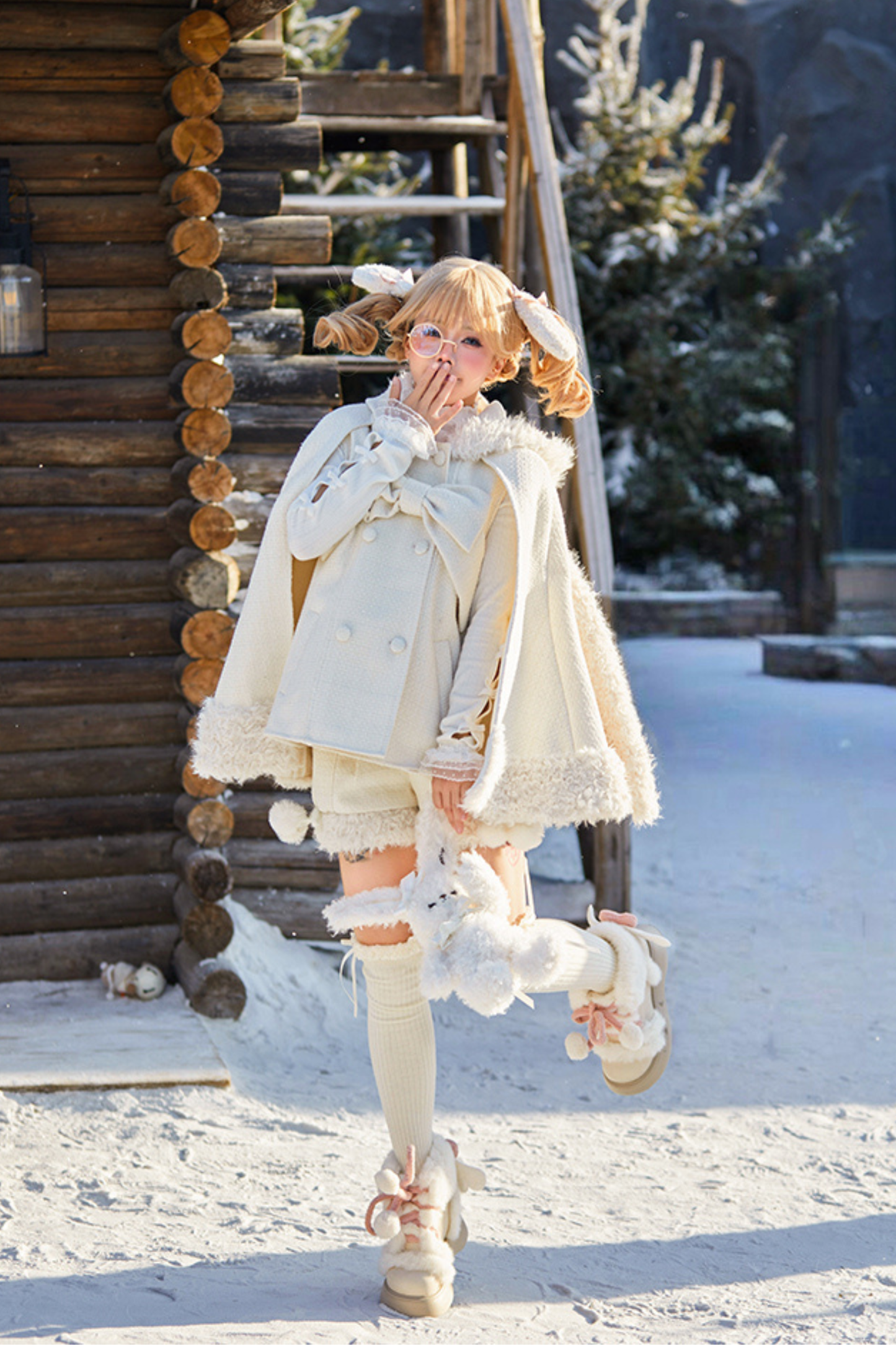 Animal Tweed Coat + Boa Shorts