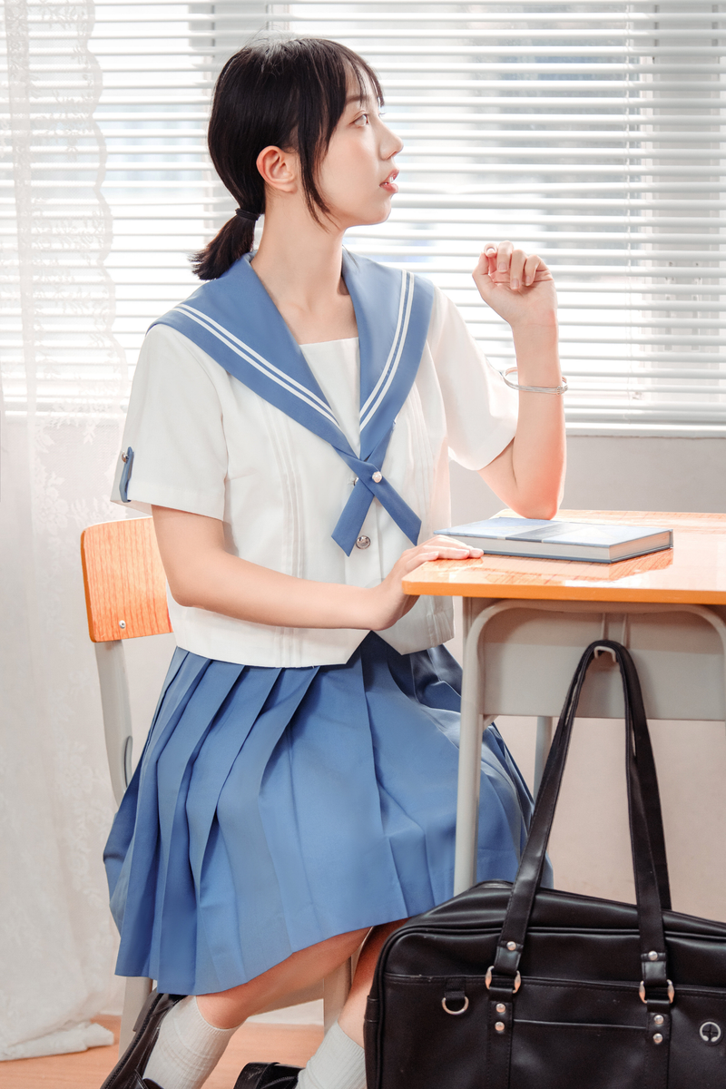 Retro College Sailor Shirt + Ribbon + Skirt