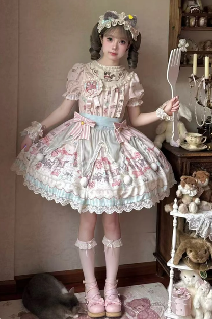 Cabinet Lolita Jumper Skirt + Dress + Brooch + Hairband + Bonnet + Apron + Hand Sleeves
