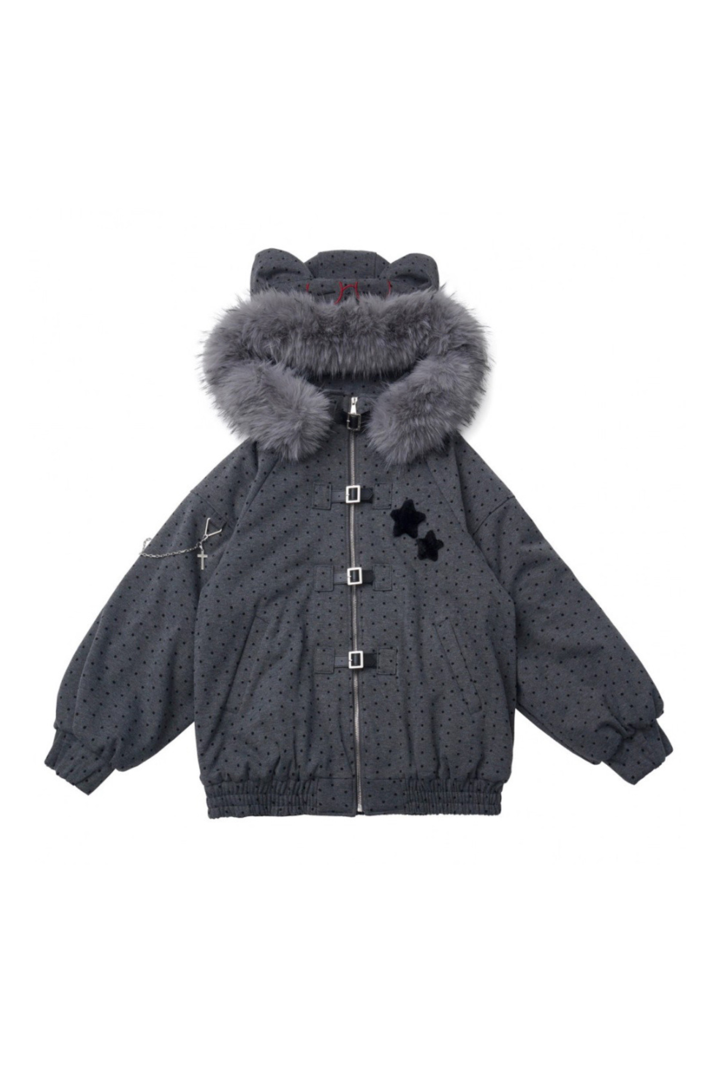 Big Fur Collar Jacket + Top + Skirt + Pants + Plaid Hooded Jacket