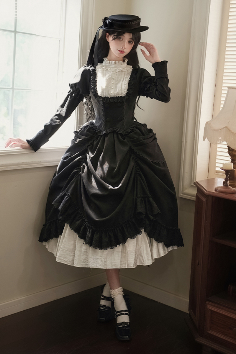 [pre-order] Classic Top + Curtain Skirt + Ribbon Collar + Hat