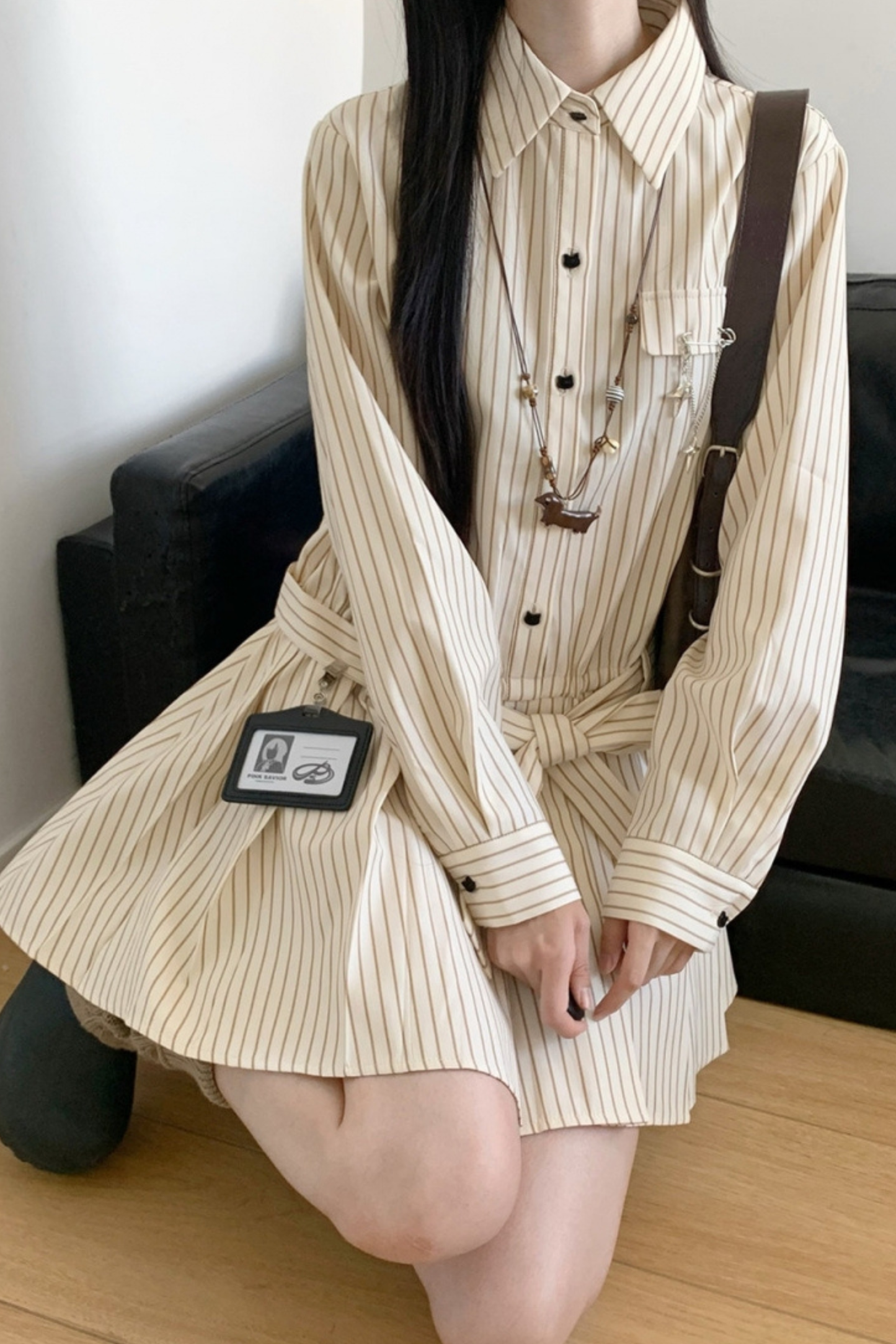 Maple Trench Coat + Hooded Top + Checkered Skirt + Shirt Dress