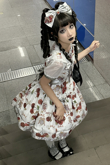 Retro Antique Cherry Sweet Lolita Dress + Jumper Skirt