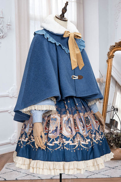Blue Explore the Stars Ruffled Classic Lolita Skirt Dress