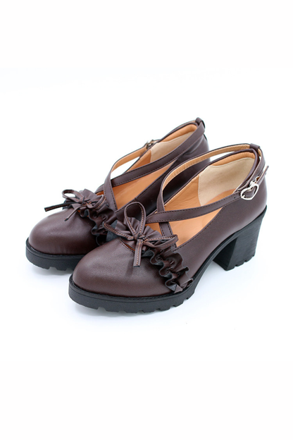 Ruffled Cross Design Lolita Shoes