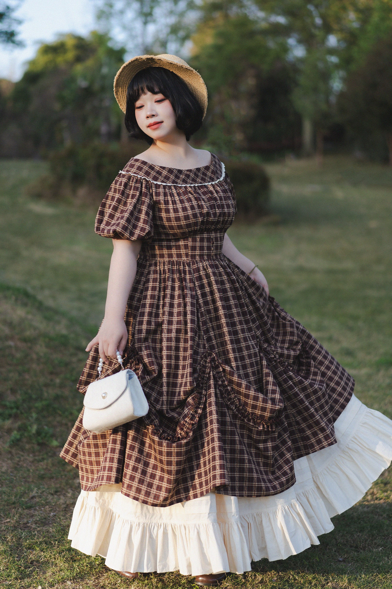 Forest Ward Retro Plaid Lolita Dress + Petticoat