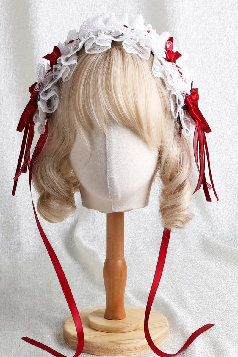 Rose Lace Lolita Bonnet + Hat + Hairband + Clip Hat + Crown
