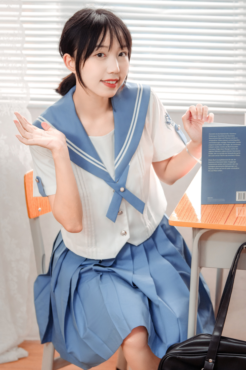 Retro College Sailor Shirt + Ribbon + Skirt