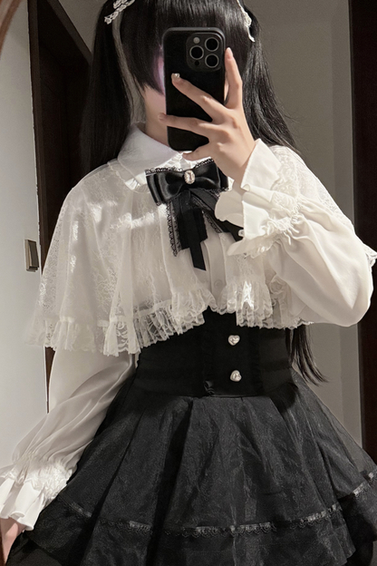 Lace Cape Two Piece Skirt + Lace Shirt