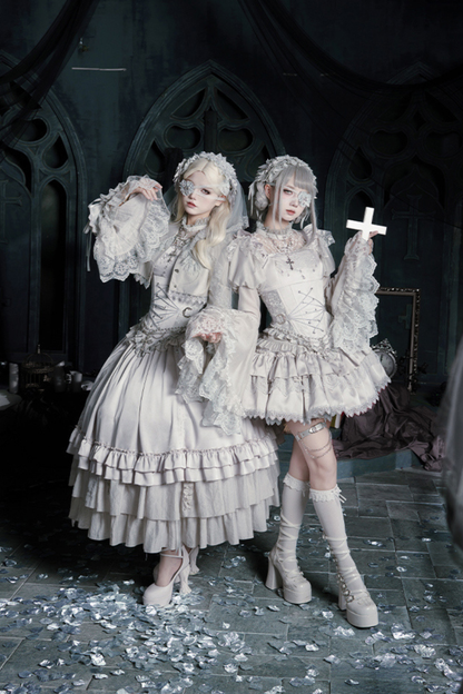 Gothic Lolita Skirt + Corset + Veil + Necklace + Waist Chain