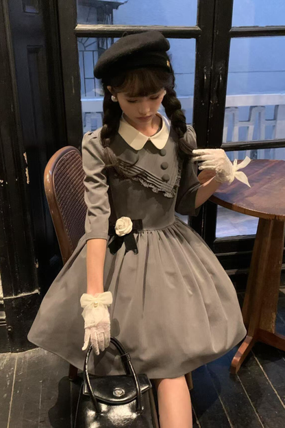 Retro Preppy Mid-sleeve Lolita Dress