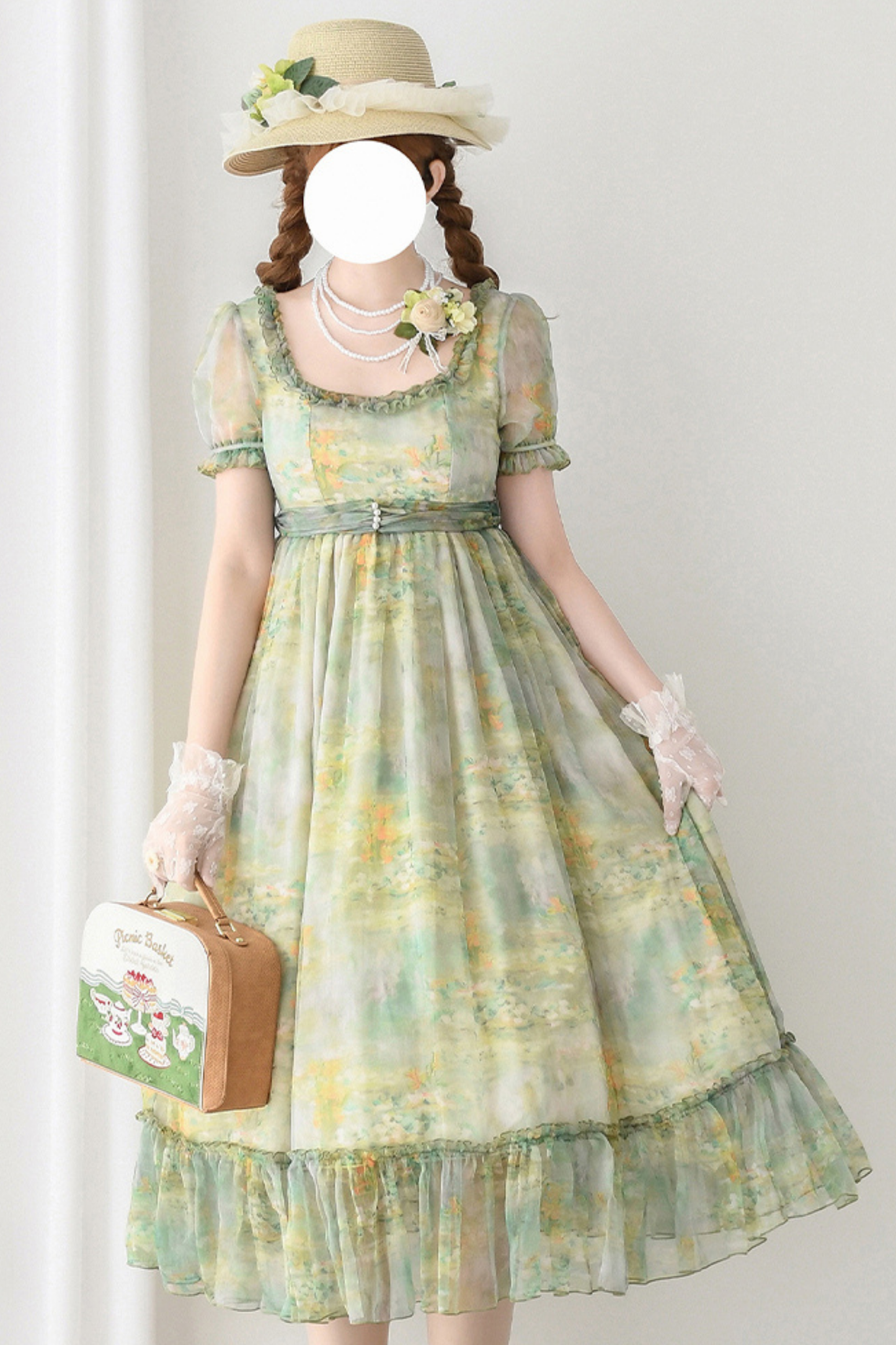 Marble Art High Waist Mark Lolita Dress