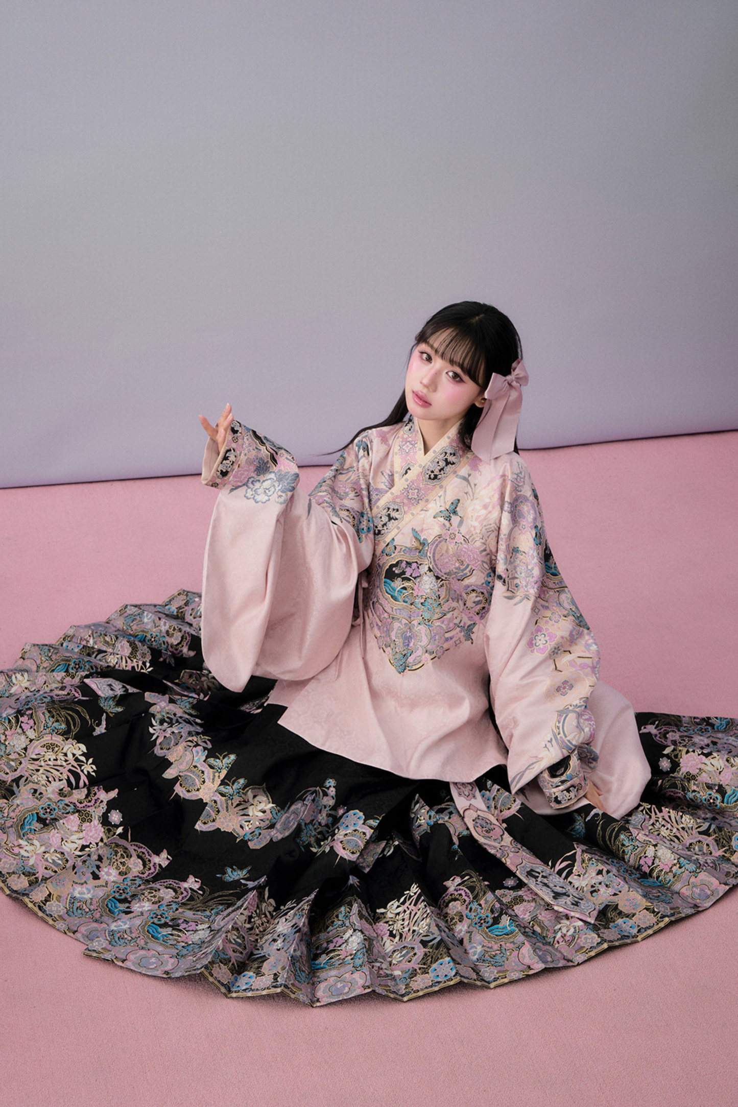 Sweet Chinese-style Jacket + Pleated Skirt + Accessories