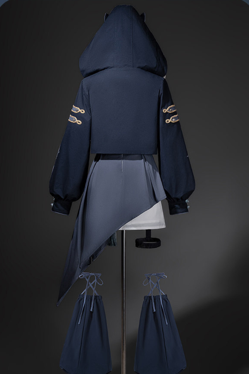 Subculture Cat Ear Hooded Jacket + Asymmetrical Dress + Leg Warmers + Ring