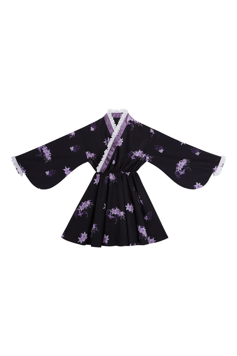 Dark Chinese-style Cross Collar Dress + Overdress + Skirt