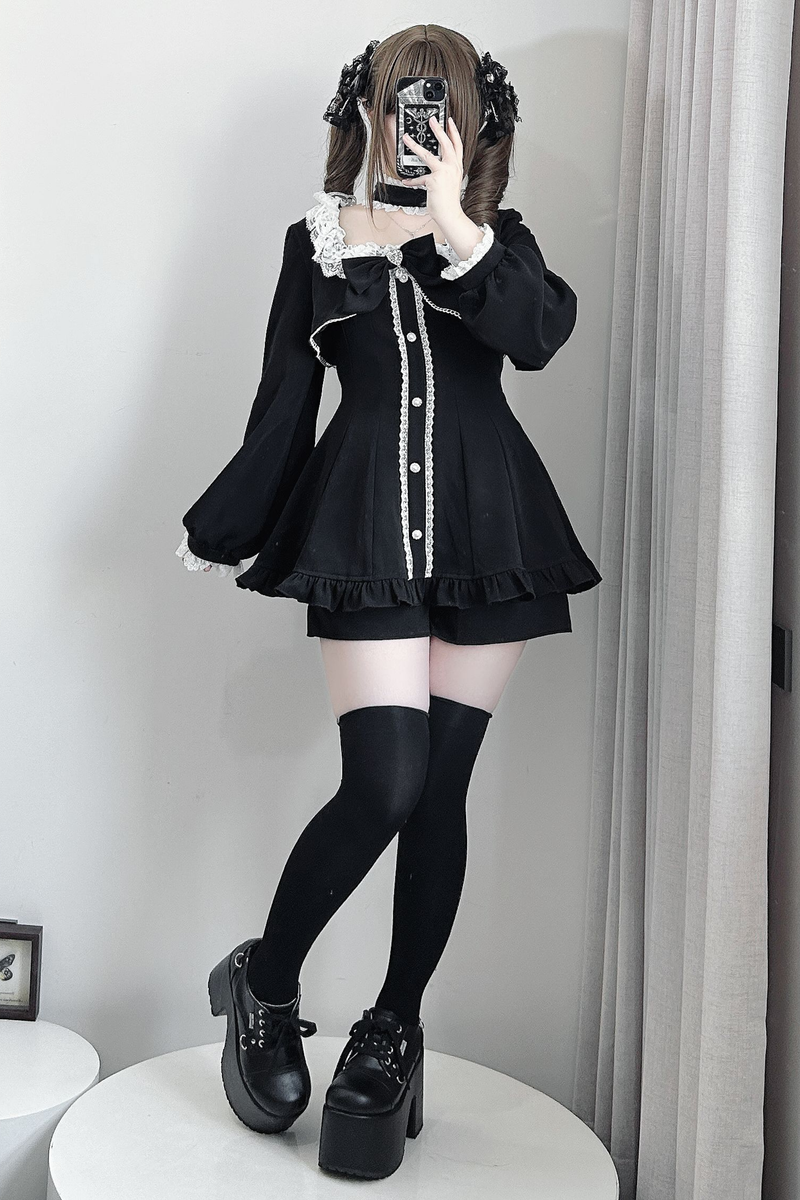 Jirai Flare Fake Two Piece Dress