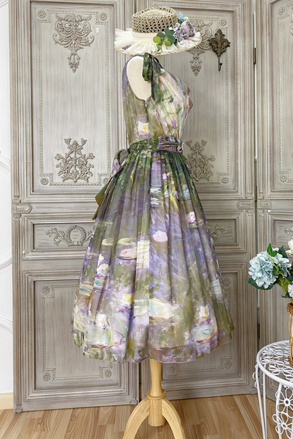 Marble Resort Chiffon Print Dress