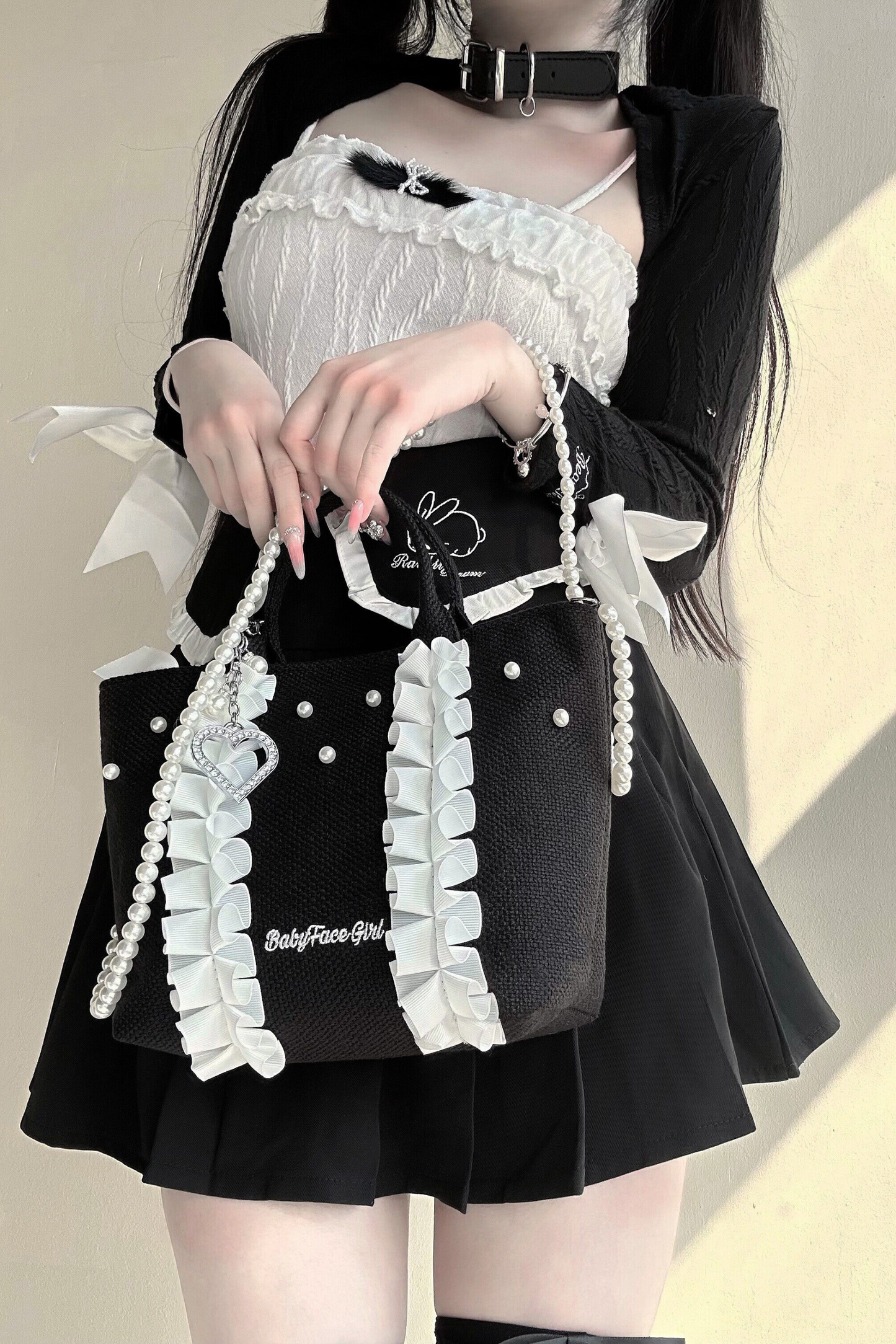 Sweetheart Pearl Ruffle Bag