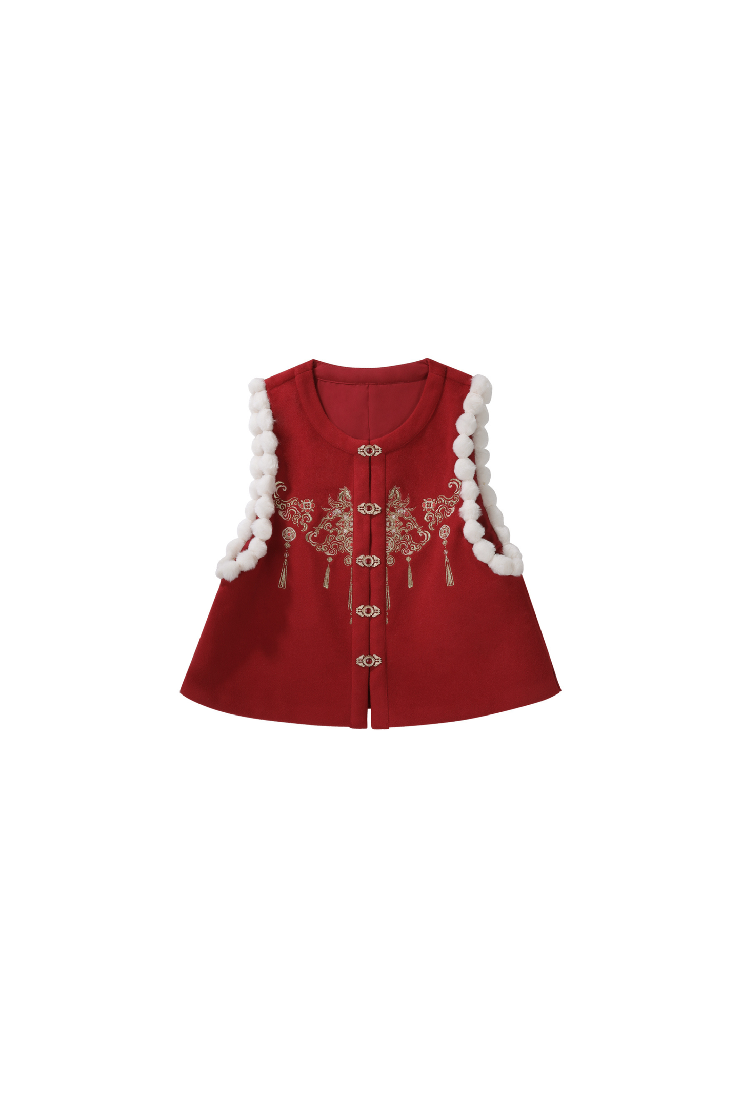 Retro Chinese-style Top + Skirt + Vest + Shoulder