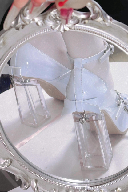 Love Buckle Crystal Heel Shoes