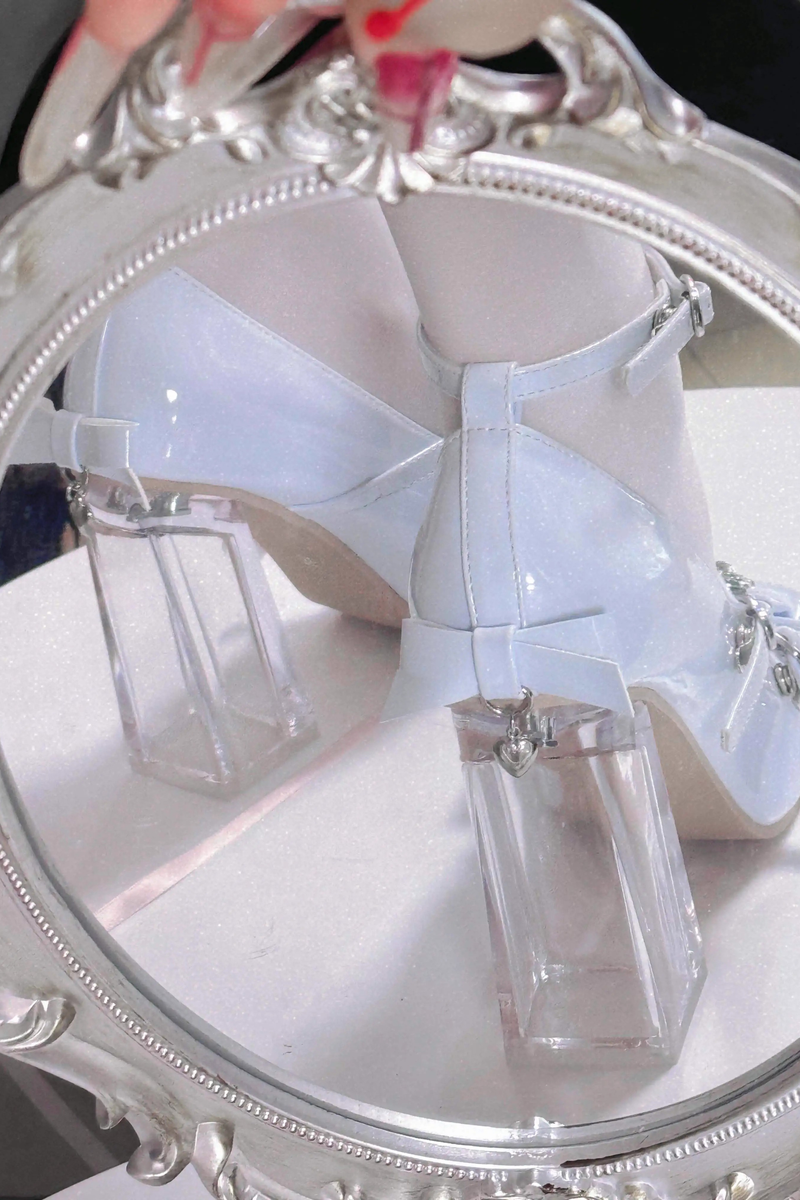 Love Buckle Crystal Heel Shoes