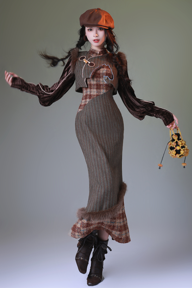 Plaid Retro Girly Long Dress