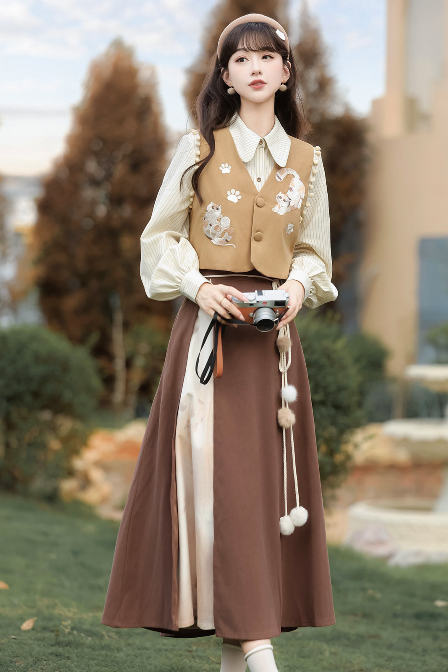 Retro Cat Vest + Top + Skirt