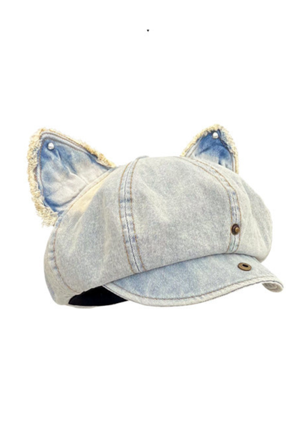 Denim Cat Ear Beret