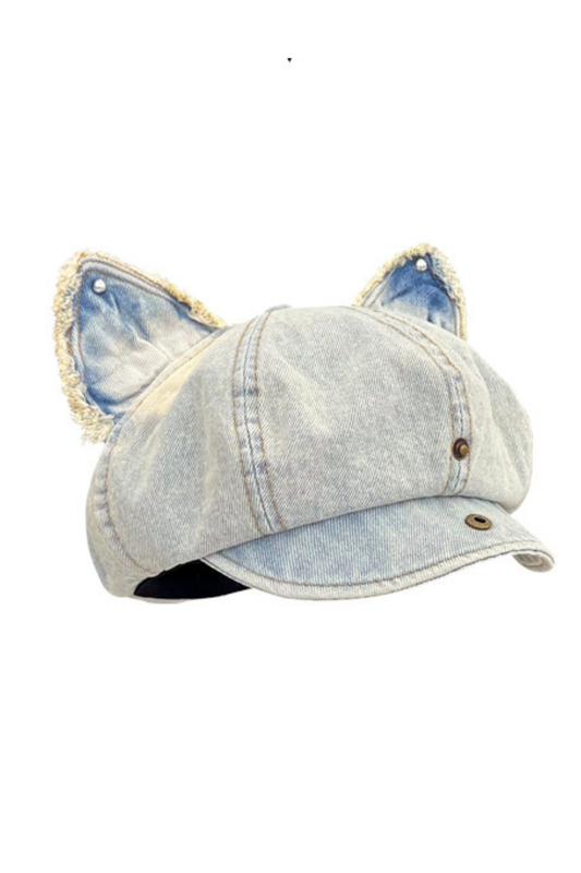 Denim Cat Ear Beret