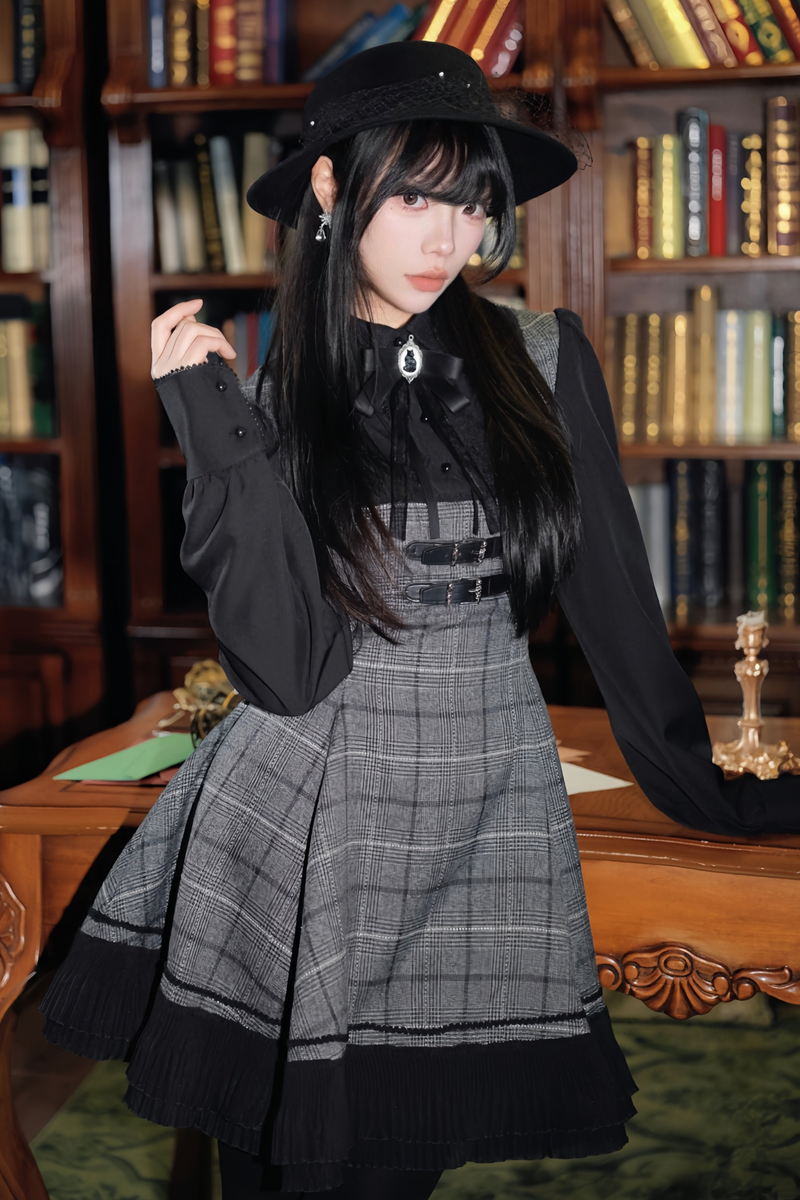 Plaid Belt Flare Dress