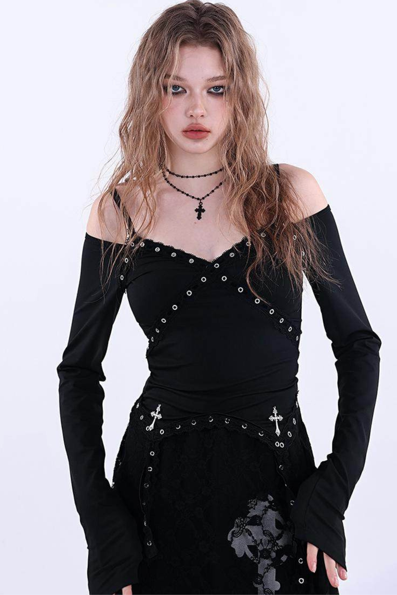 Lace Trim Off-shoulder Top