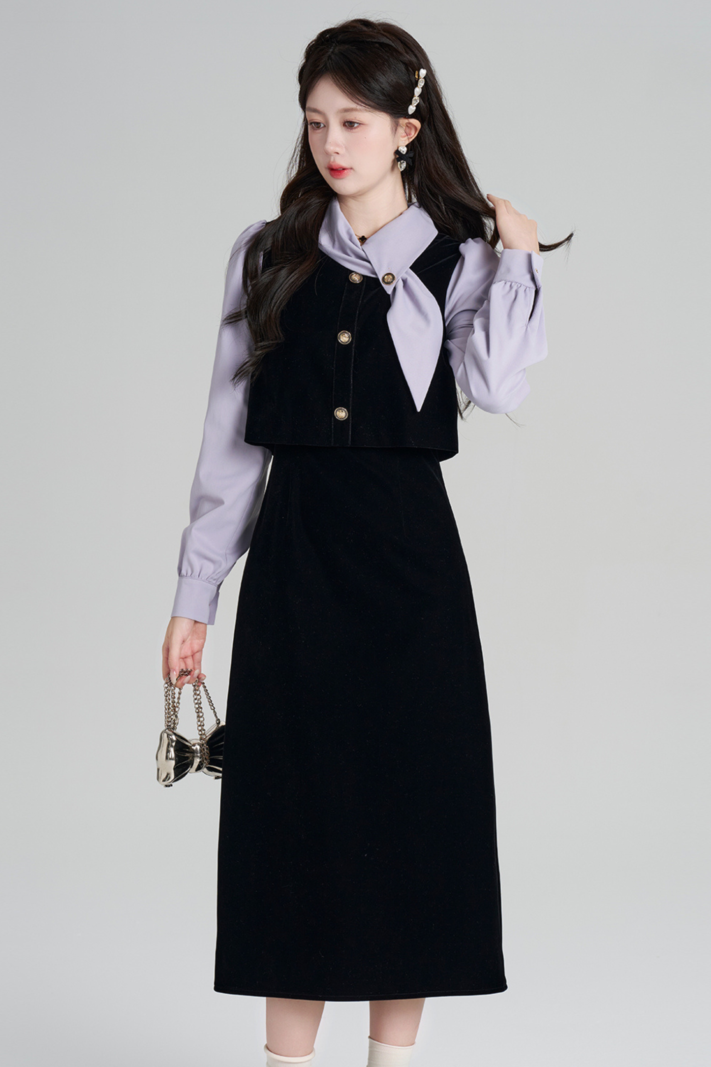 French Contrast Retro Dress