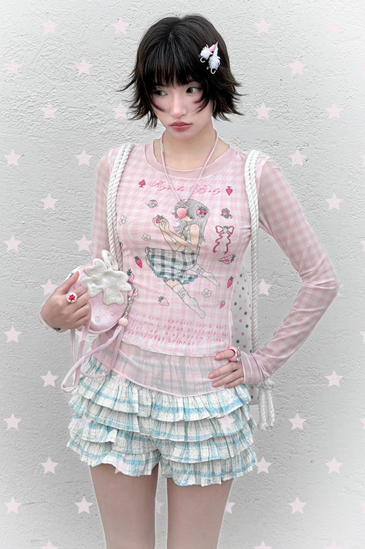 Macaron Peach T Shirt + Ruffle Culottes