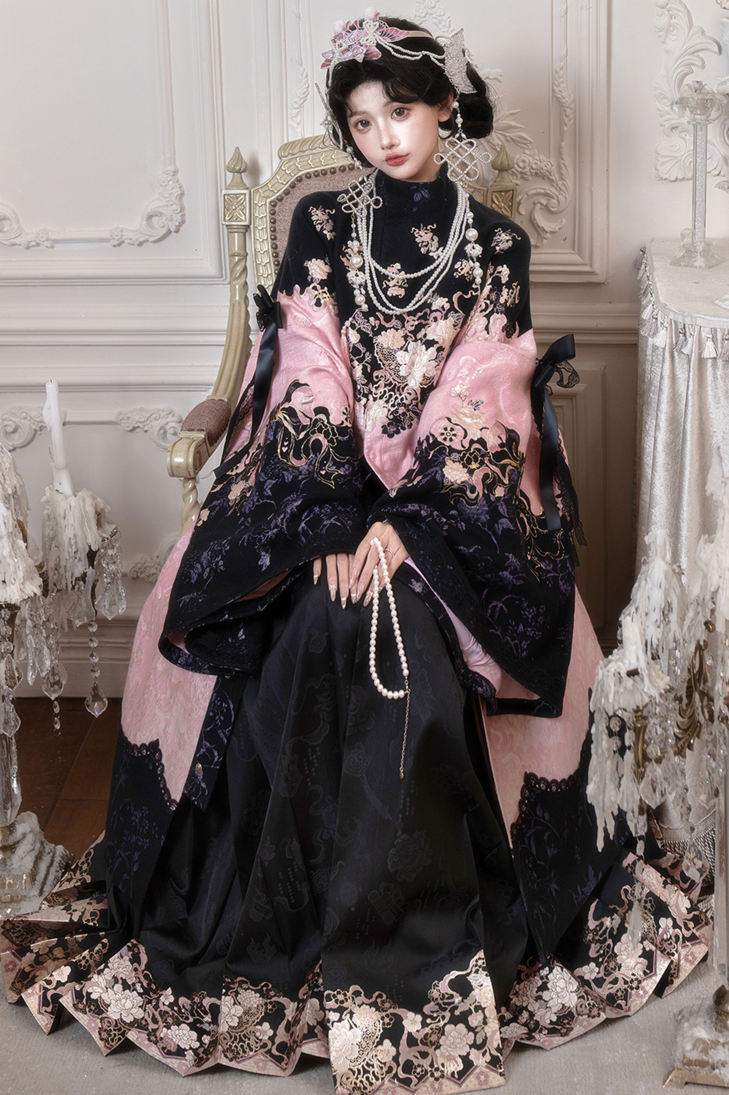 Chinese-style Long Jacket + Skirt