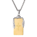 Christian Cross Necklace Dog Tag With Wing