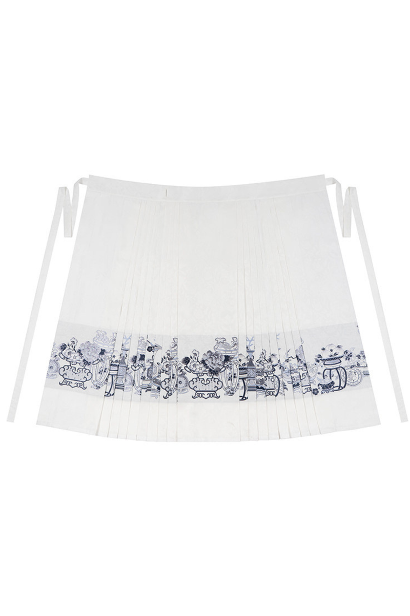 Chinese-style Jacket + Skirt + Overskirt + Ribbon + Brooch + Headband